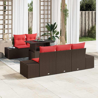Tuin Sofa Set 6 st 5-Aantal zitplaatsen Bruin en Rood