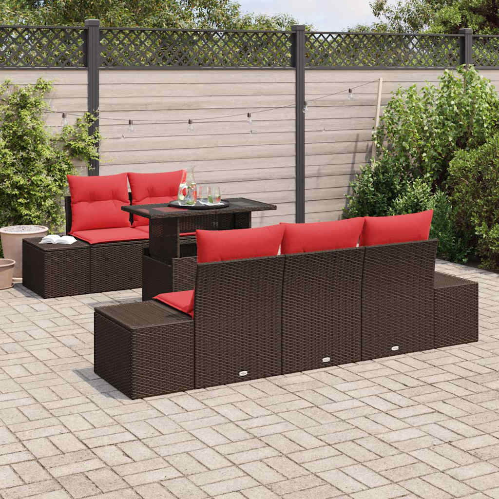 Tuin Sofa Set 6 st 5-Aantal zitplaatsen Bruin en Rood