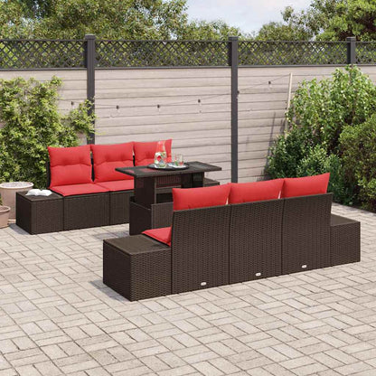 Tuin Sofa Set 7 st 6-Aantal zitplaatsen Bruin en Rood