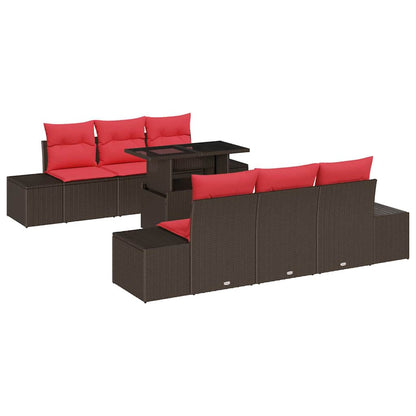 Tuin Sofa Set 7 st 6-Aantal zitplaatsen Bruin en Rood