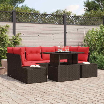 Tuin Sofa Set 7 st 6-Aantal zitplaatsen Bruin en Rood