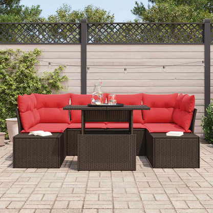 Tuin Sofa Set 7 st 6-Aantal zitplaatsen Bruin en Rood