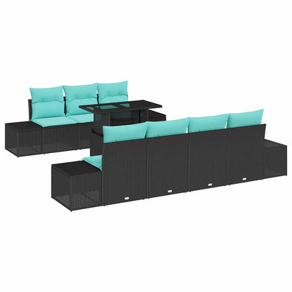 Tuin Sofa Set 8 st 7-Aantal zitplaatsen Zwart en Turquoise