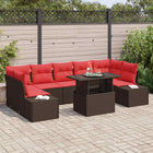 Modulaire tuinset 7 zitplaatsen poly rattan bruin rood