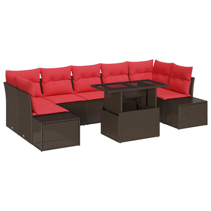 Tuin Sofa Set 8 st 7-Aantal zitplaatsen Bruin en Rood