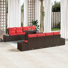 Tuin loungeset 7-delig 6 personen bruin rood