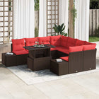 Tuin loungeset 9 stuks bruin poly rattan