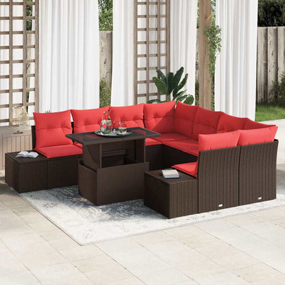Tuin Sofa Set 9 st Bruin poly rattan