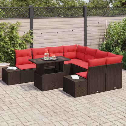 Tuin Sofa Set 9 st Bruin poly rattan