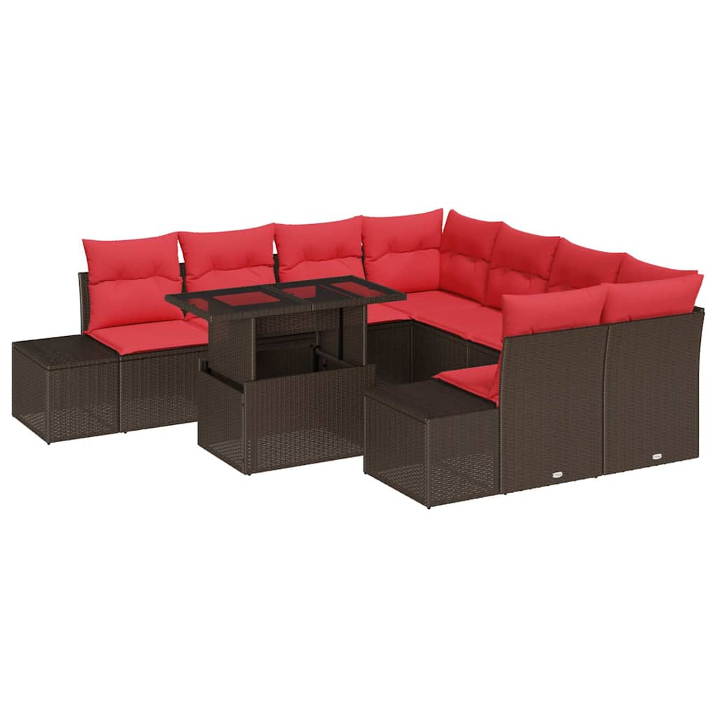 Tuin Sofa Set 9 st Bruin poly rattan