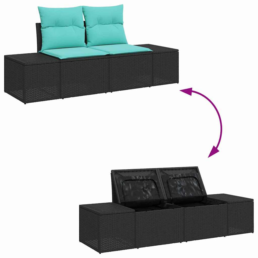 Tuin Sofa Set 9 st Zwart poly rattan