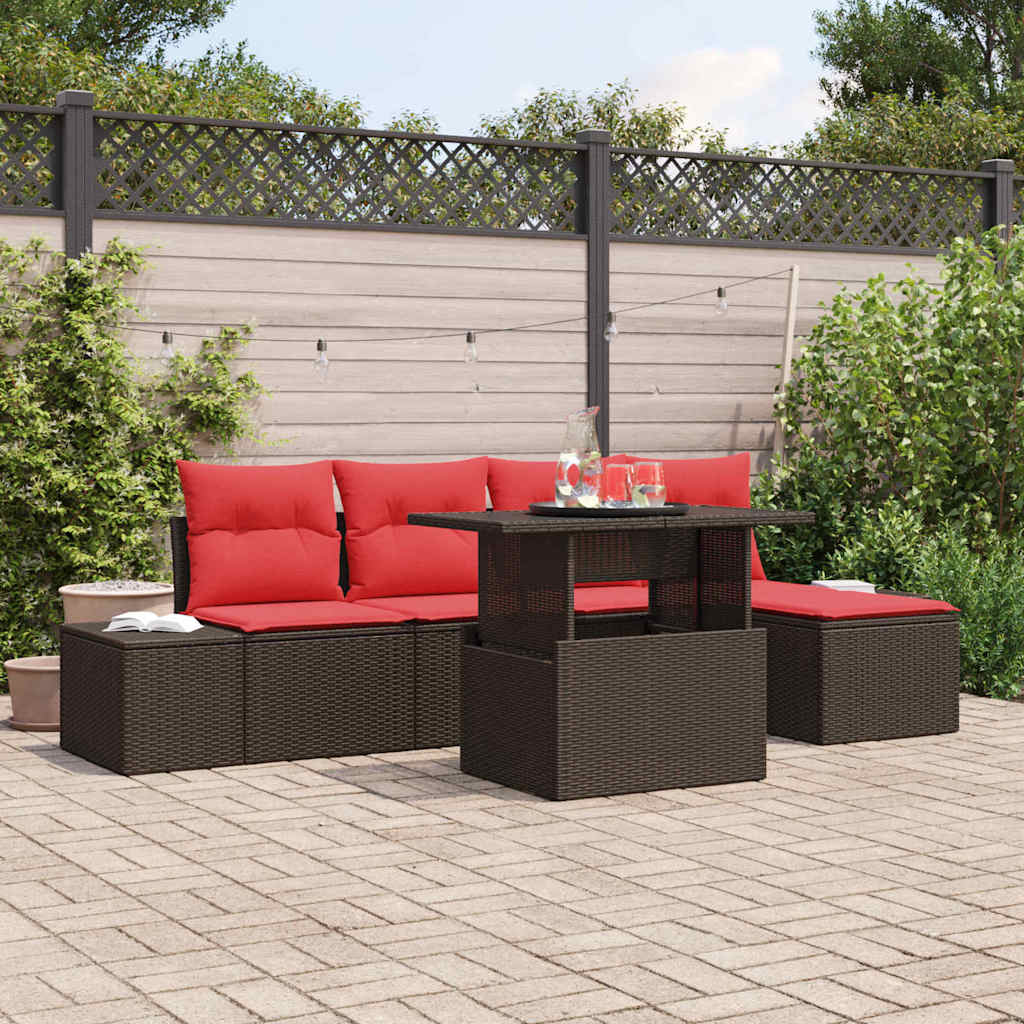 Tuin Sofa Set 6 st Bruin poly rattan