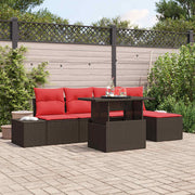 Tuinset poly rattan 6-delig bruin