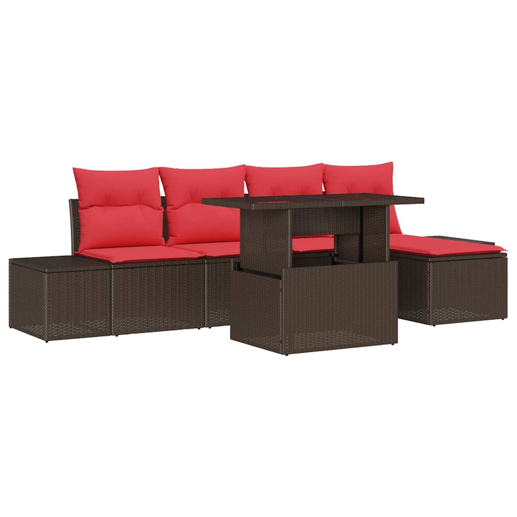 Tuin Sofa Set 6 st Bruin poly rattan
