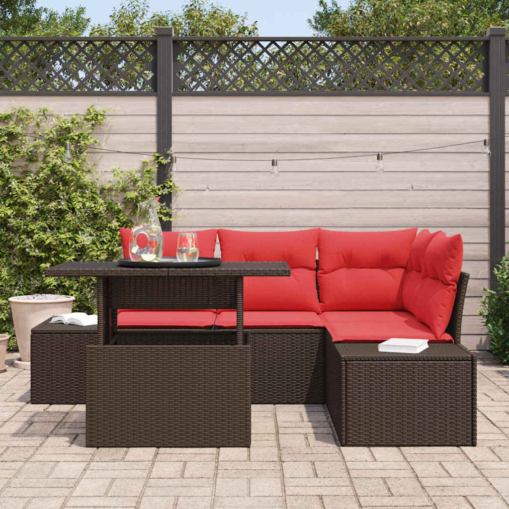 Tuin Sofa Set 5 st Bruin poly rattan