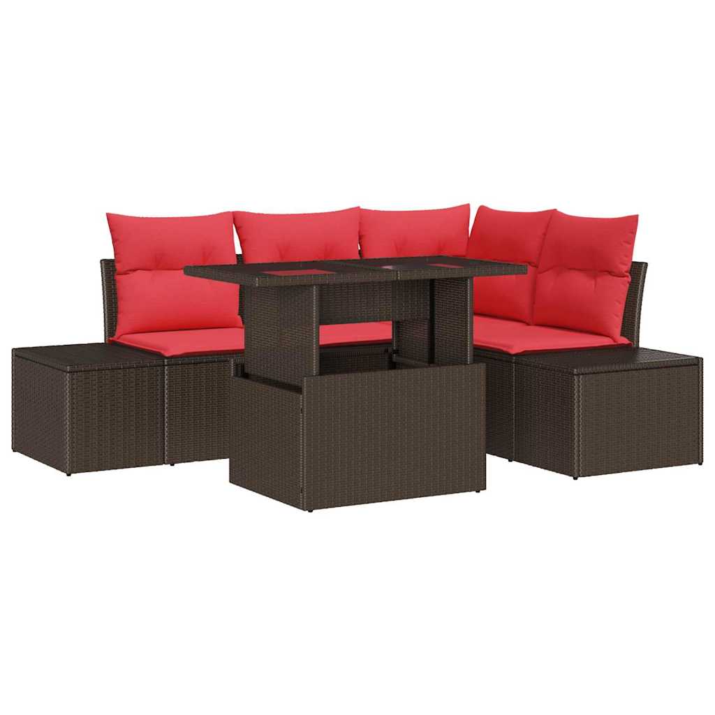 Tuin Sofa Set 5 st Bruin poly rattan