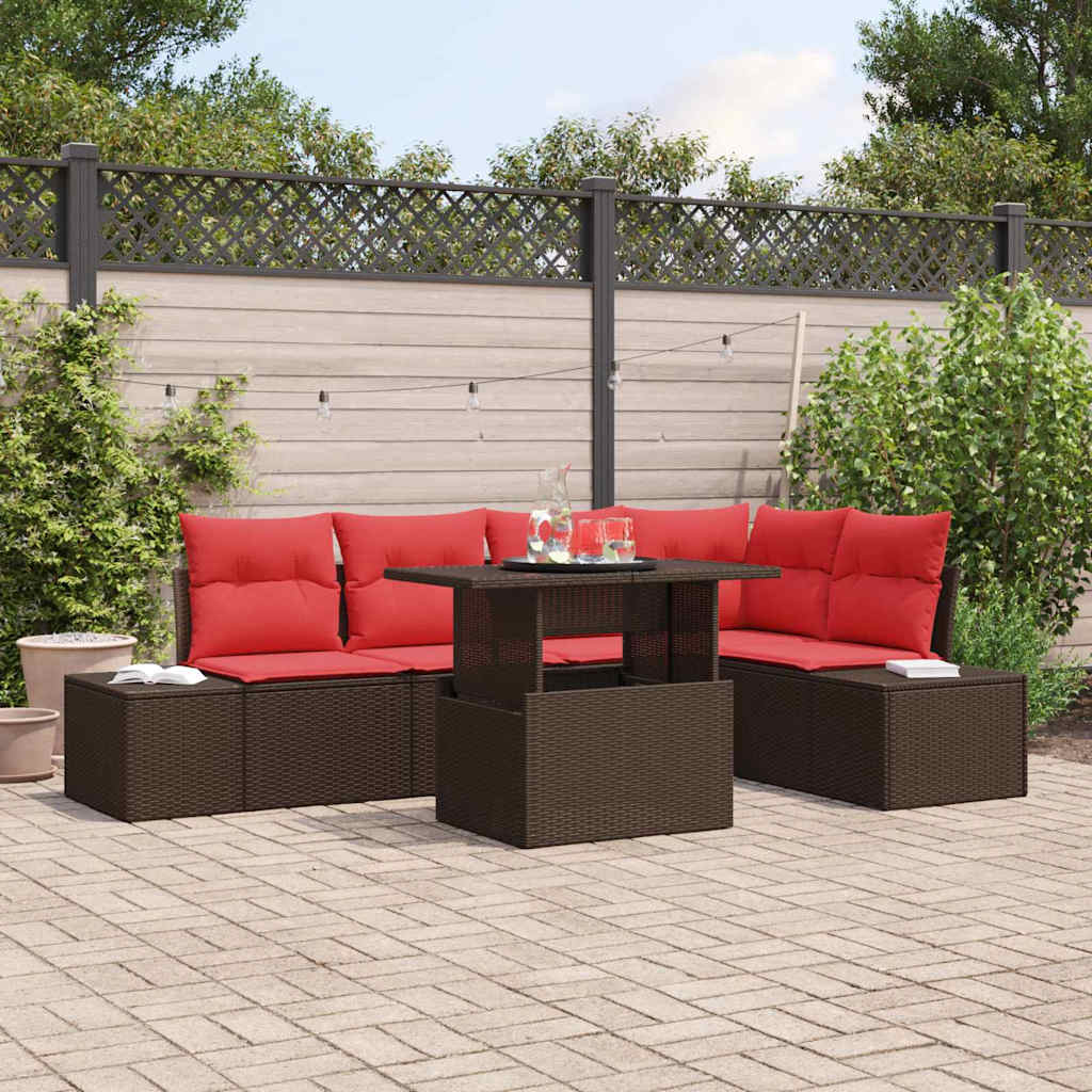 Tuin Sofa Set 6 st Bruin poly rattan