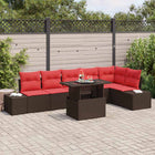 Tuin loungeset 7-delig polyrattan bruin