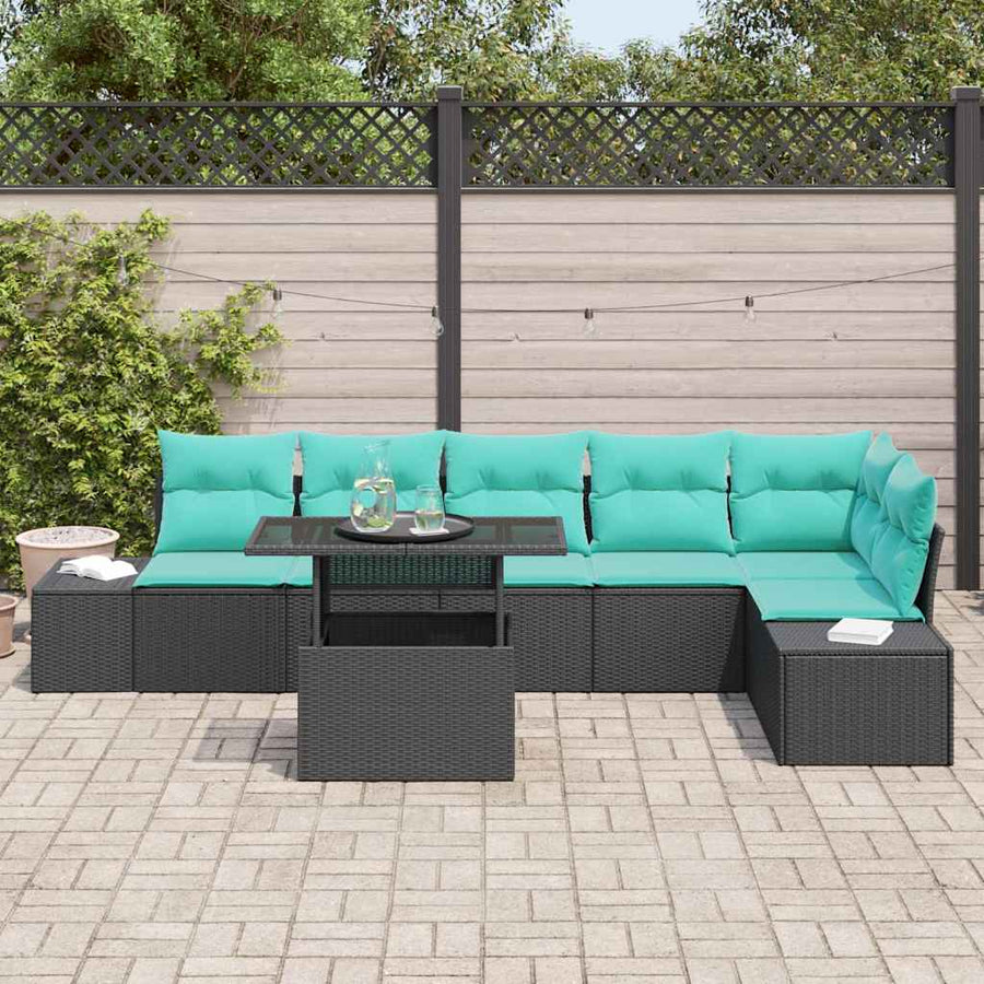 Tuin Sofa Set 7 st Zwart poly rattan