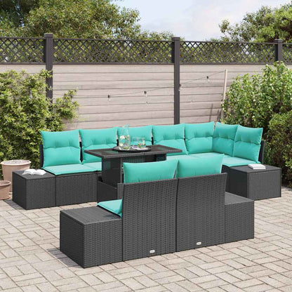 Tuin Sofa Set 9 st Zwart poly rattan