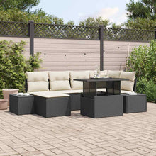 Tuin Sofa Set met opslag 7 pcs Zwart Poly riet