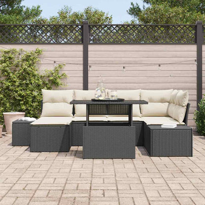 Tuin Sofa Set met opslag 7 pcs Zwart Poly riet