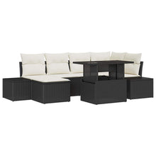Tuin Sofa Set met opslag 7 pcs Zwart Poly riet