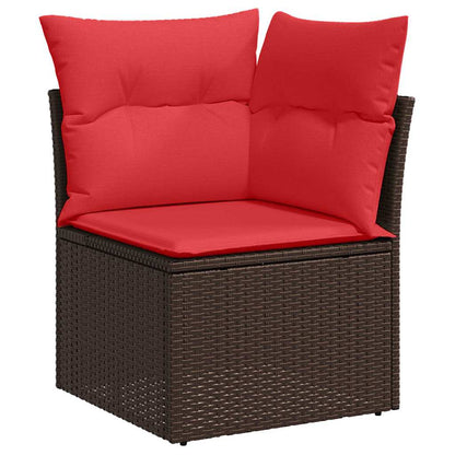 Tuin Sofa Set 7 st Bruin en Rood poly rattan