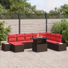 Tuinset poly rattan bruin 7 zitplaatsen modulair
