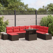 Tuinset poly rattan bruin 7 zitplaatsen modulair