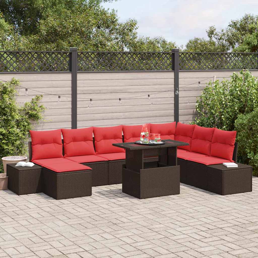 Tuin Sofa Set 9 st Bruin poly rattan