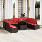 Tuinset poly rattan 10-delig bruin