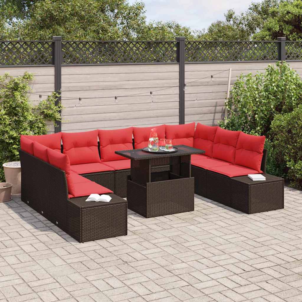Tuin Sofa Set 10 st Bruin poly rattan