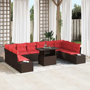 Tuinset poly rattan bruin 11-delig