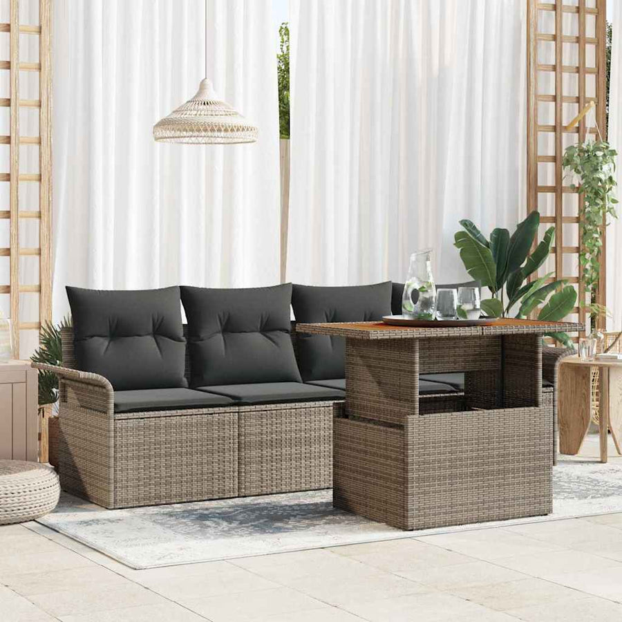 Tuin Sofa Set met opslag 5 pcs Grijs Poly riet