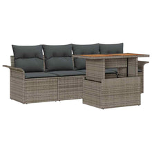 Tuin Sofa Set met opslag 5 pcs Grijs Poly riet