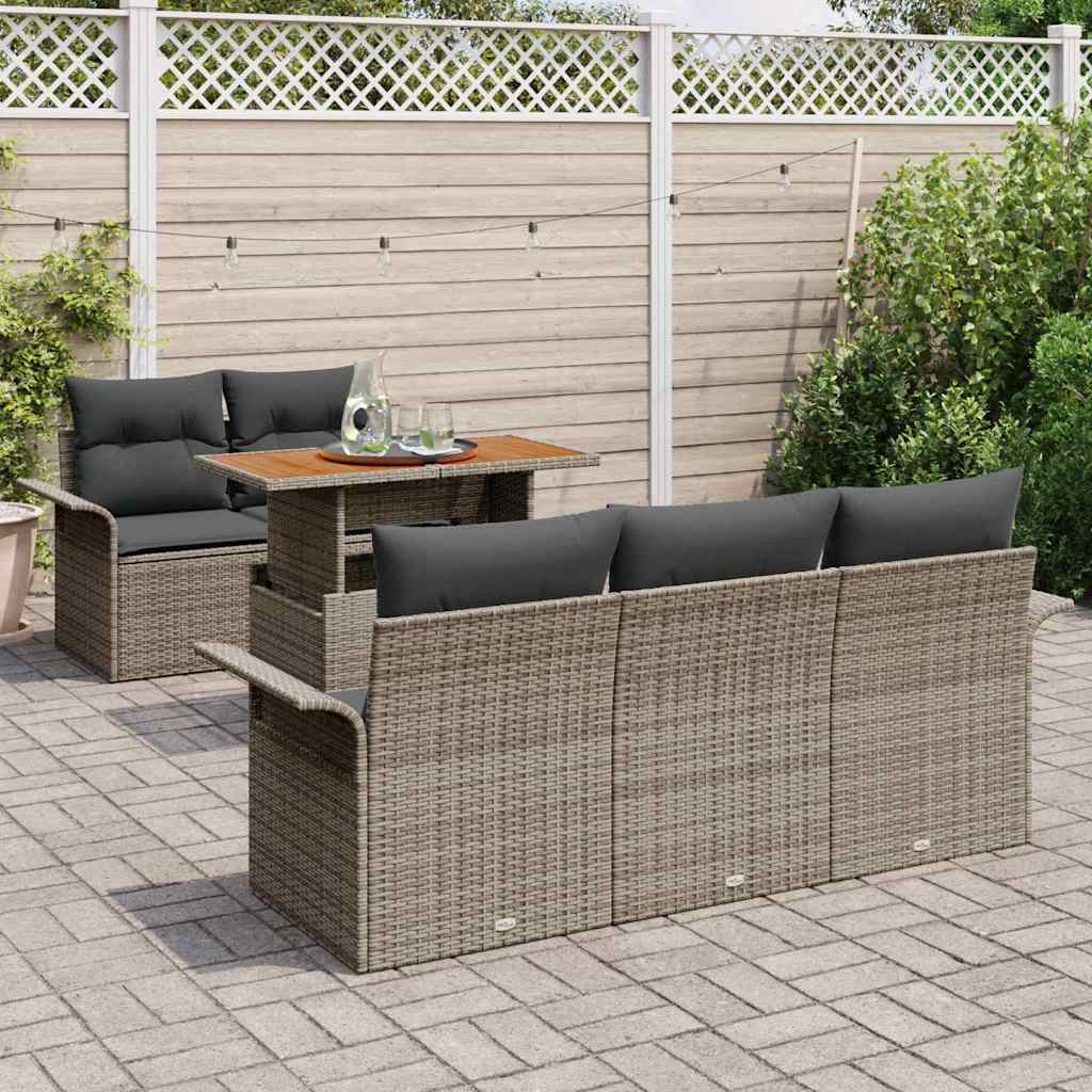 Tuin Sofa Set met opslag 6 pcs Grijs Poly riet
