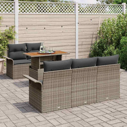 Tuin Sofa Set met opslag 6 pcs Grijs Poly riet