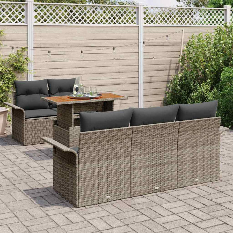 Tuin Sofa Set met opslag 6 pcs Grijs Poly riet