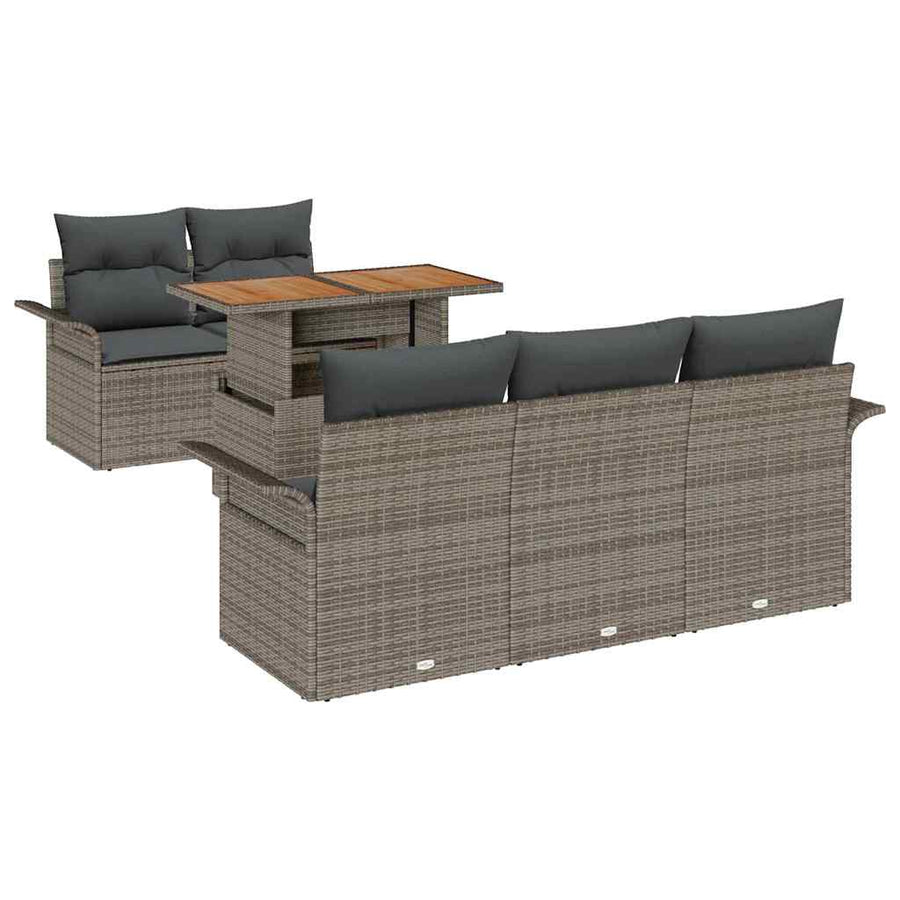 Tuin Sofa Set met opslag 6 pcs Grijs Poly riet