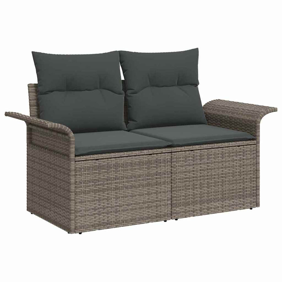 Tuin Sofa Set met opslag 6 pcs Grijs Poly riet