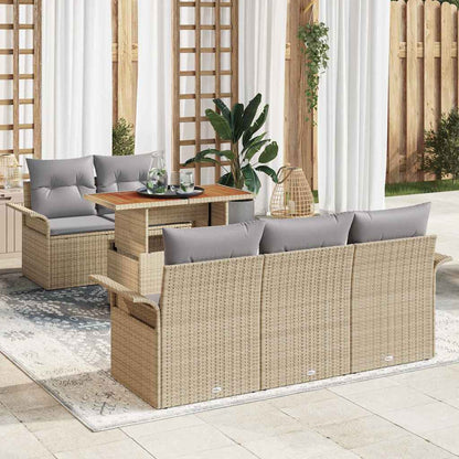 Tuin Sofa Set met opslag 6 pcs Beige Poly riet