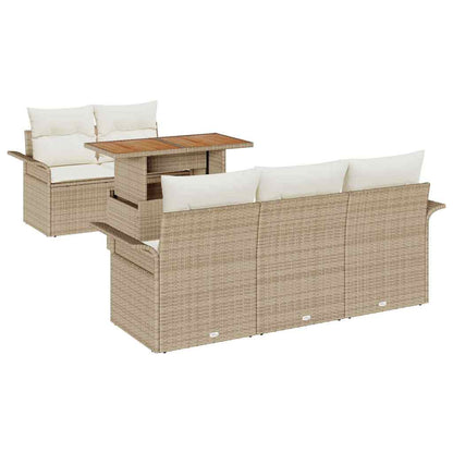 Tuin Sofa Set met opslag 6 pcs Beige Poly riet