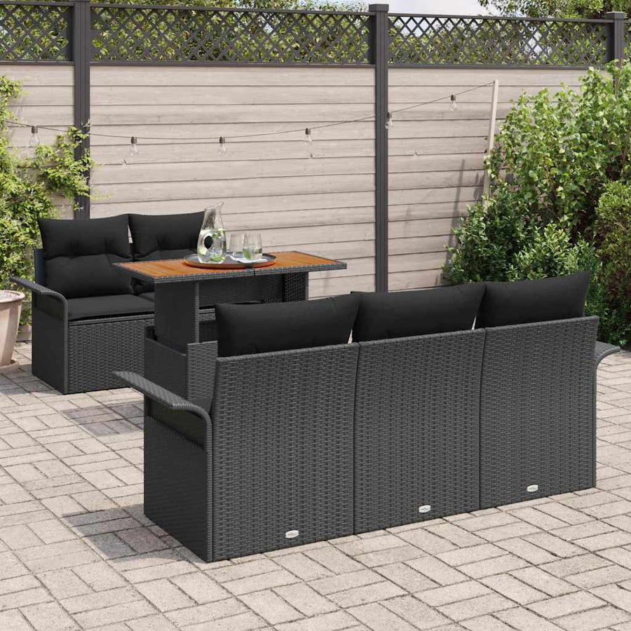 Tuin Sofa Set met opslag 6 pcs Zwart Poly riet