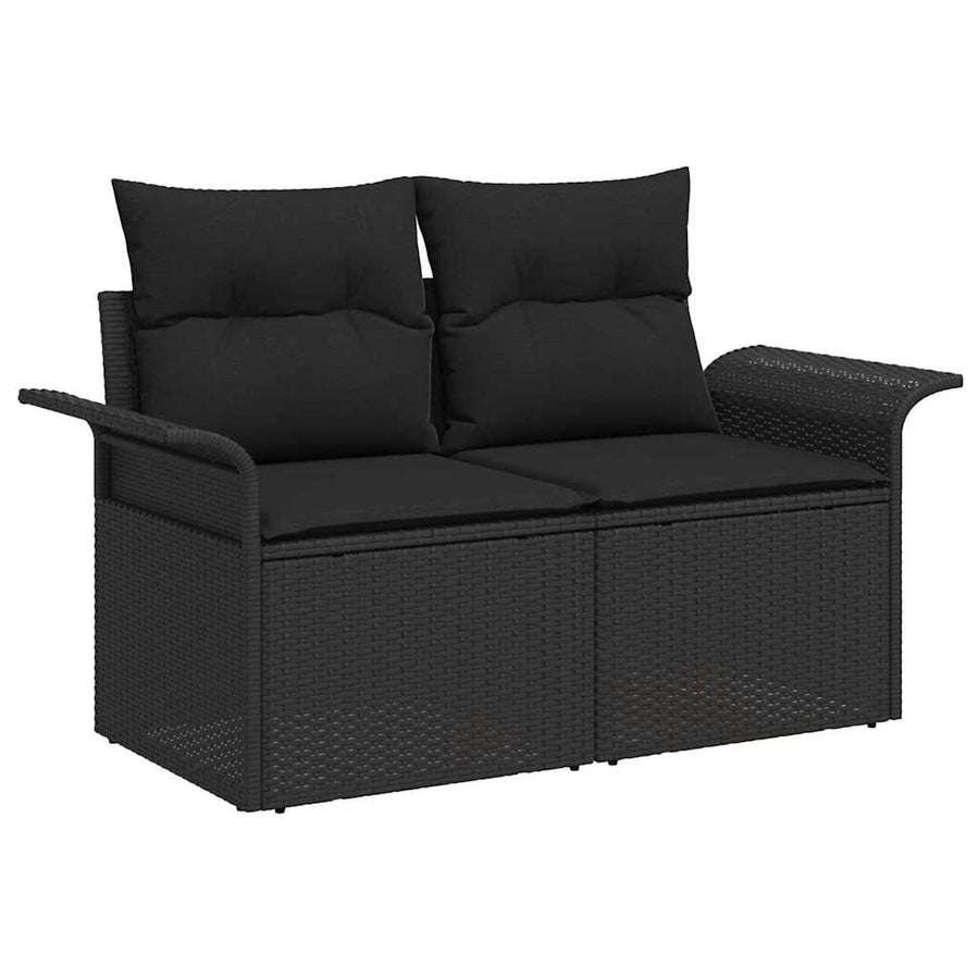 Tuin Sofa Set met opslag 6 pcs Zwart Poly riet