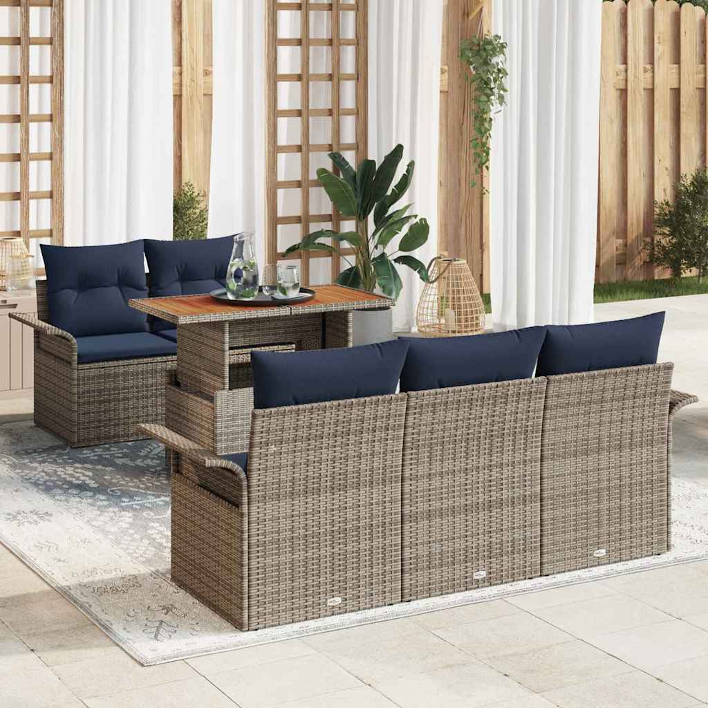 Tuin Sofa Set met opslag 6 pcs Grijs Poly riet