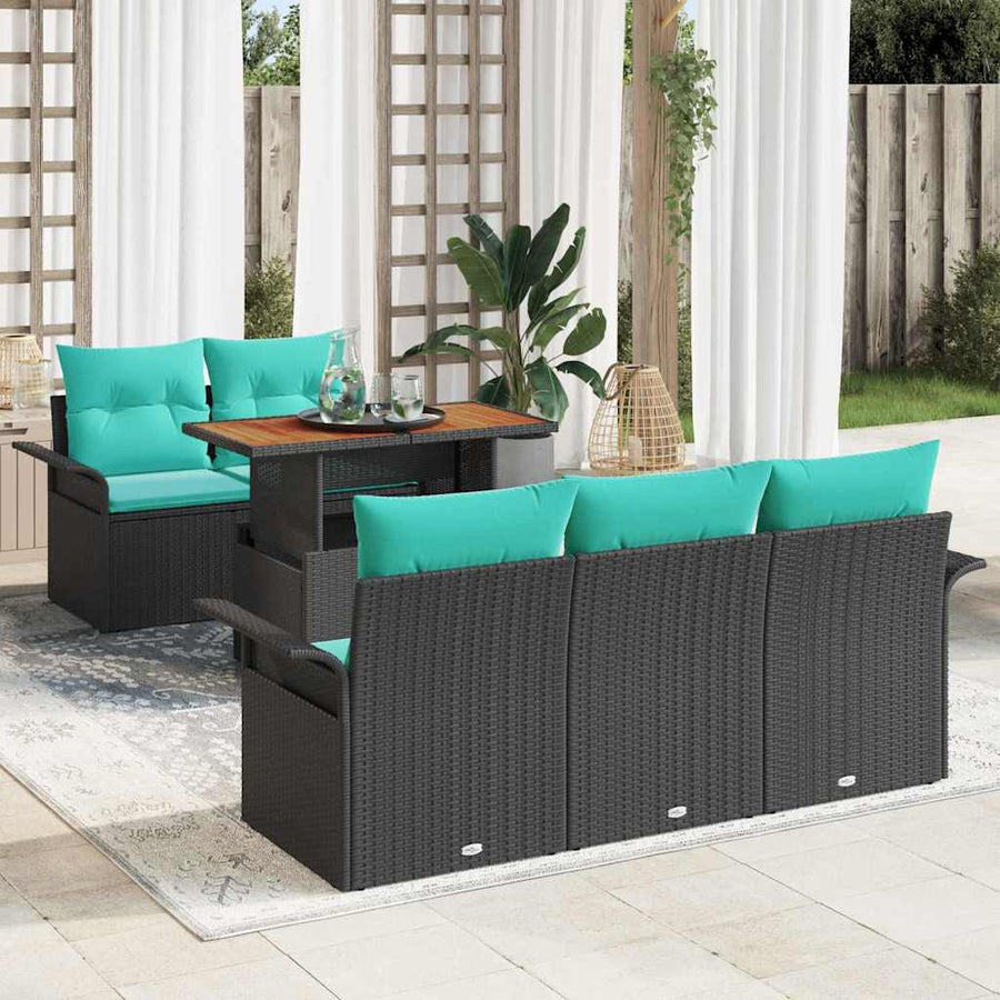 Tuin Sofa Set met opslag 6 pcs Zwart Poly riet