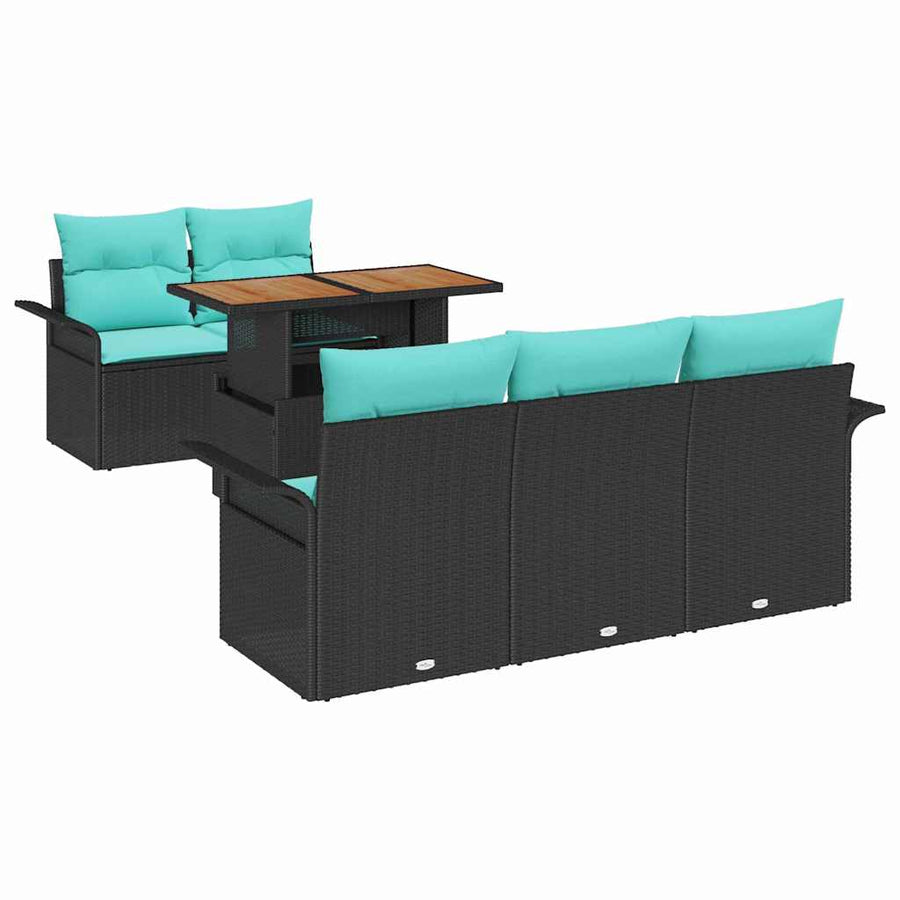 Tuin Sofa Set met opslag 6 pcs Zwart Poly riet