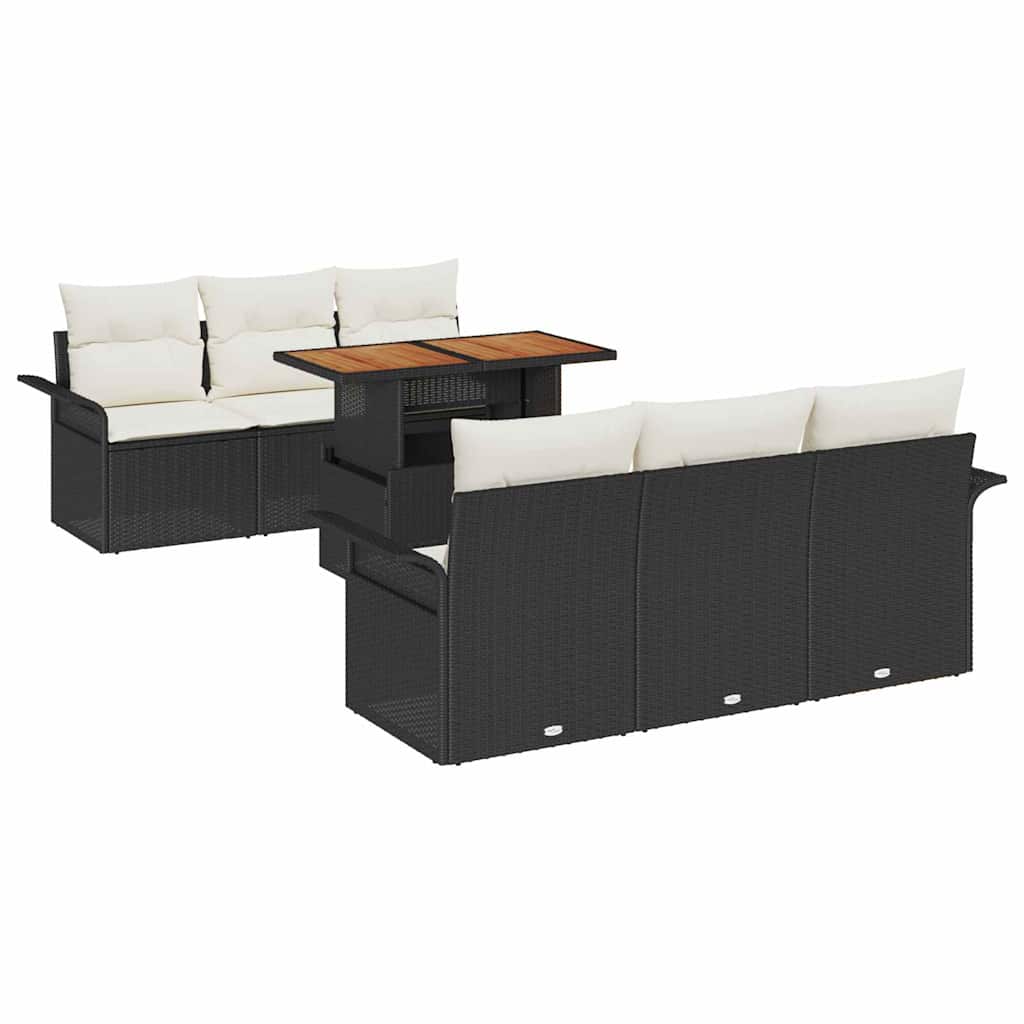 Tuin Sofa Set met opslag 7 pcs Zwart Poly riet