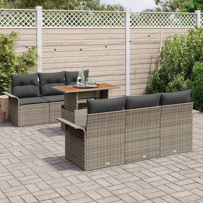 Tuin Sofa Set met opslag 7 pcs Grijs Poly riet